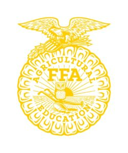 FFA emblem in one-color gold, print-ready CMYK