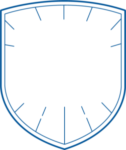 FFA shield with rays framing element in primary blue